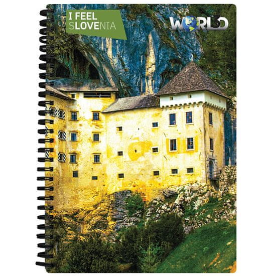 World 3D I Feel Slovenia notebook A5 80L – Predjamski grad, spirala, črtani