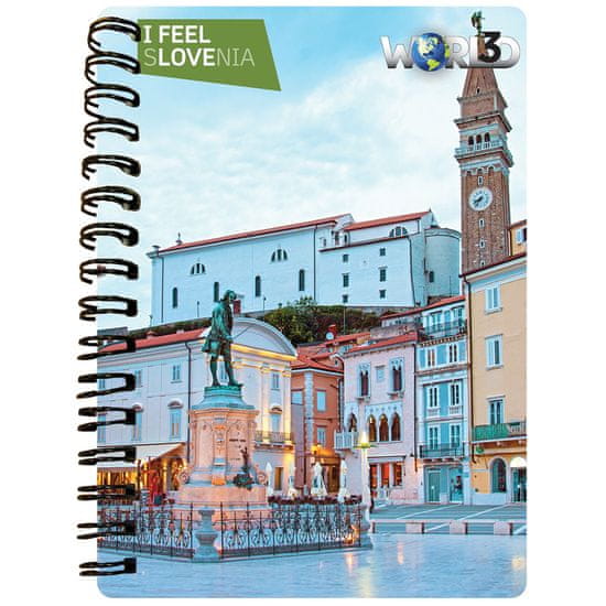 World 3D I Feel Slovenia notebook A6 50L – Piran, skripta, črtani