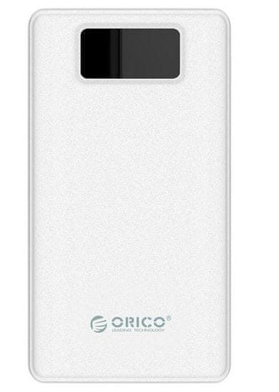 Orico polnilna baterija 12.000 mAh Li-Po, 2x USB, LED zaslon, bela, LE12000-WH