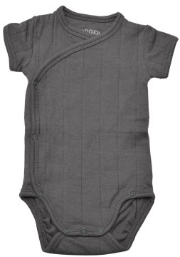 Lodger otroški bodi Romper Fold Over Solid Carbon