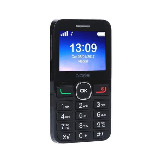Alcatel telefon mobilni 2008G, črn s polnilno postajo - odprta embalaža