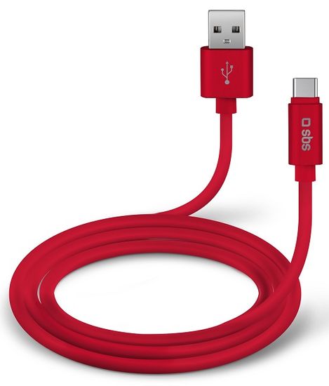 SBS kabel Polo USB/USB-C, silikonski, 1,5 m, rdeč