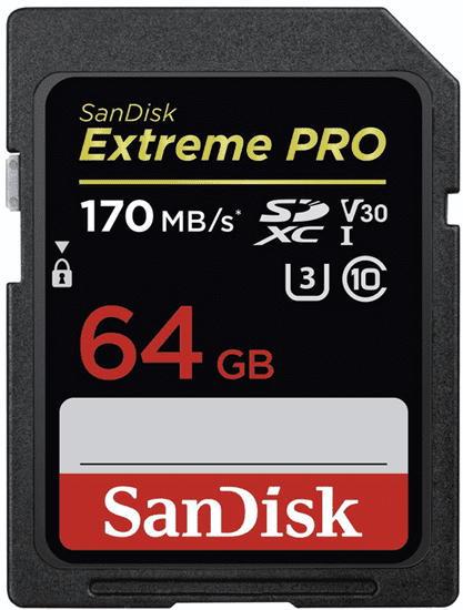 SanDisk spominska kartica SDXC Extreme Pro, 64GB, 170 MB/s