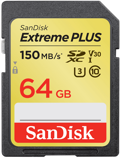SanDisk Extreme Plus SDXC pomnilniška kartica, 64GB, 150 MB/s