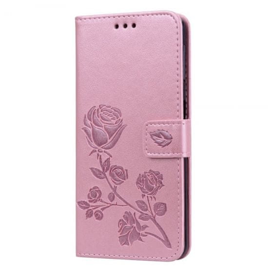 preklopna torbica za Samsung Galaxy A7 2018 A750, vrtnica, roza