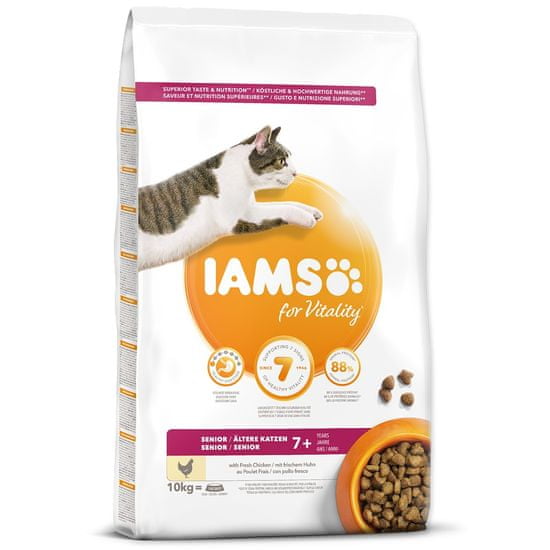 IAMS hrana za mačke Cat Senior Chicken, 10 kg - Odprta embalaža