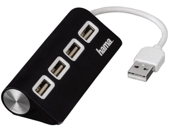 Hama 4 - portni USB 2.0 hub BUSPOW.BL, črn
