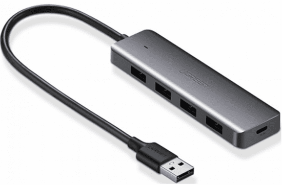 Ugreen USB vozlišče (hub), USB 3.0, 4-portno, srebrno