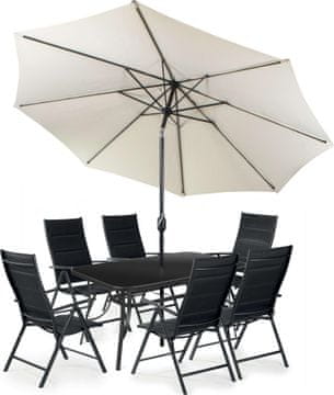 Fieldmann komplet vrtnega pohištva s sončnikom Melisa 6, bež