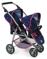 Bayer Chic voziček za dve lutki/dvojčka VARIO PRO, modro-roza z zvezdicami