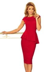 Numoco ženske eleganten midi obleko z volančkom Hudson rdeča XXL