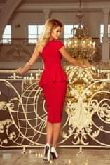 Numoco ženske eleganten midi obleko z volančkom Hudson rdeča XL