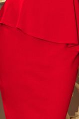 Numoco ženske eleganten midi obleko z volančkom Hudson rdeča S