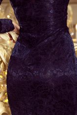 Numoco Ženska čipka obleko z izrezom Carter temno modra L