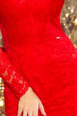 Numoco Ženska čipka obleko z izrezom Carter rdeča S