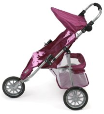 Bayer Chic otroški voziček za lutki/dvojčka, JOGGER PRO, roza - vinska z zvezdicami