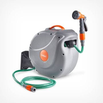 VonHaus stenski nosilec za cev 30m, auto Roll-Up + 8-funkcijska razpršilna pištola