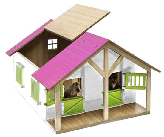 Mikro hračky lesena hiša za konje, 51 x 40,5 x 27,5 cm, roza
