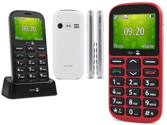 Doro 1360, telefon z gumbom za starejše, glasen zvok, gumb SOS