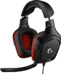 Logitech G332 gaming slušalke z mikrofonom, črno-rdeče