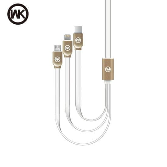 WK Design kabel 3v1, USB-C, Micro-USB