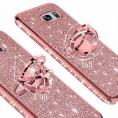Ovitek Ring za Huawei P Smart 2019, silikonski, roza z bleščicami