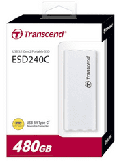 Transcend zunanji prenosni SSD disk ESD240C 480 GB, USB-C 3.1
