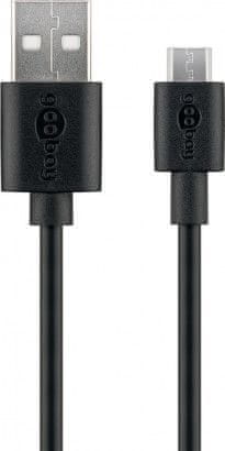 Goobay micro USB kabel za polnjenje in sinhronizacijo, 2m, črn