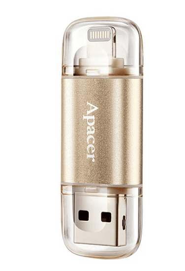 Apacer USB ključ AH190, Dual, 32 GB, USB 3.1, Lightning Apple, zlat