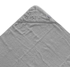 XKKO Organic, BIO bombažna brisača s kapuco, 90x90 cm, Silver Stars, siva
