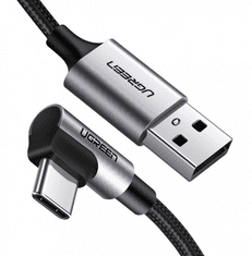 Ugreen USB-C kotni kabel, 0,9 m, črn