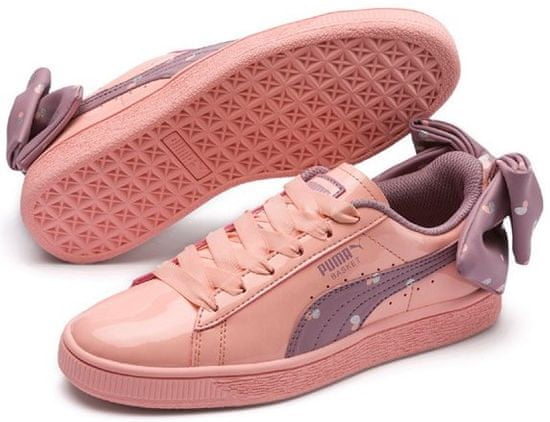 Puma Basket Bow Dots Jr Peach Bud - Elderberry, ženski športni čevlji, roza