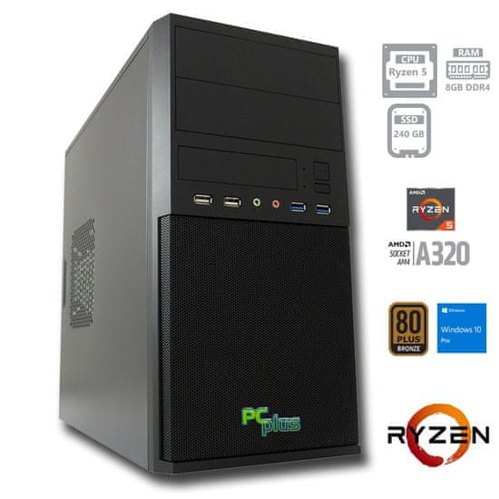 PCplus namizni računalnik i-net Ryzen 5 2400G/8GB/SSD240GB/W10P (138766)