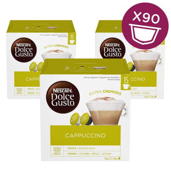 NESCAFÉ Dolce Gusto Cappuccino kapsule za kavo XXL (30 kapsul/ 15 napitkov), trojno pakiranje