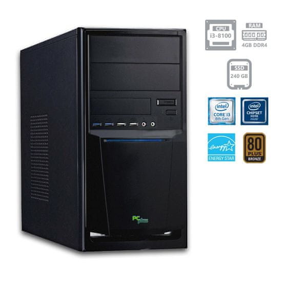 PCplus namizni računalnik e-office i3-8100/4GB/SSD240GB/FreeDOS (137583)