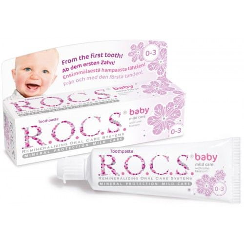 R.O.C.S. zobna pasta Baby Mild Care z okusom lipe za dojenčke (0-3 let)