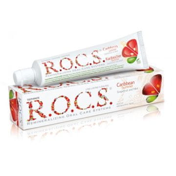 R.O.C.S. Caribbean Summer zobna pasta, grenivka in meta, za odrasle (varna za otroke od 4. leta)