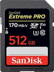 SanDisk Extreme Pro SDXC spominska kartica, 512GB, 170/90MB/s, V30