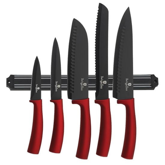Berlingerhaus Burgundy Metallic Line set nožev z neoprijemljivo površino in magnetnim držalom, 6 kosov