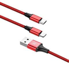 BASEUS Rapid 2v1 napajalni kabel za microUSB, Lightning 3 A/1,2 m, rdeč CAML-SU09
