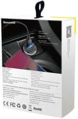 BASEUS avto polnilec, USB-A + USB Type-C, QC 4.0+, črn (CCALL-AS01)