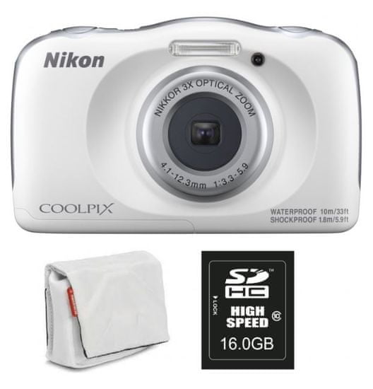 Nikon Coolpix W150, digitalni fotoaparat + SD16GB + torbica bela - Odprta embalaža