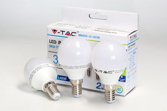 V-TAC LED žarnica E14 5,5W 4000K, 3 kosi