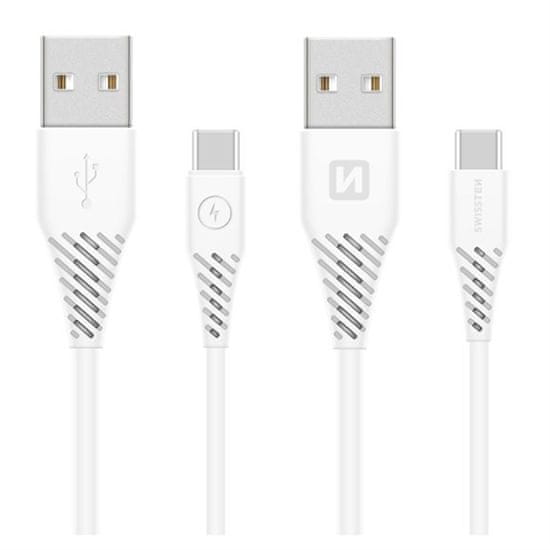 SWISSTEN podatkovni kabel USB / USB-C 3.1, bel 1,5 M (9mm) 71504402
