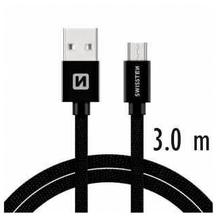 SWISSTEN podatkovni kabel Textile USB/USB-C 3,0 M, črn 71527900