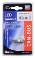 Compass  9 SMD LED žarnica 12V T10 s pripravljenim uporom CAN-BUS bele barve