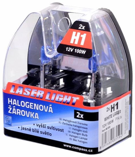 Compass  Žarnica 12V H1 100W P14,5s BELI LASER 2ks