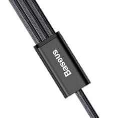 BASEUS Rapid 3v1 napajalni kabel za microUSB, Lightning (2×) 3A/1,2m črn CAMLL-SU01