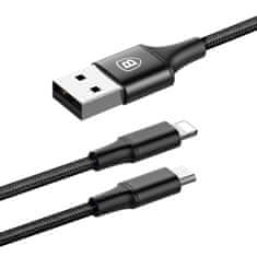 BASEUS Rapid 2v1 napajalni kabel za microUSB, Lightning 3A/1.2m, črn CAML-SU01