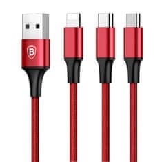 BASEUS kabel BASEUS 3v1, USB Rapid, rdeč